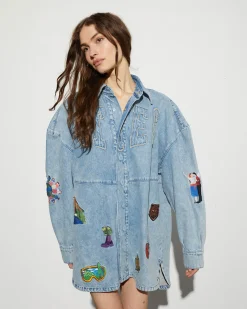 STIEGLITZ Luka Denim Blouse | Denim Blue^DAMES Jacks|Longsleeves, Blouses & Pullis